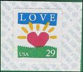#2813 29c Love and Sunrise Heart Coil Single "B" Backer 1994 Mint NH