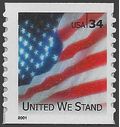 #3550 34c United We Stand Coil Single 2001 Mint NH