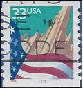 #3280 33c Flag and City PNC Single #2222 1999 Used