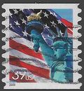 #3983 39c Flag and Statue of Liberty Coil Single 2006 Used