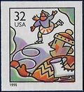 #3117 32c Christmas Skaters Booklet Single 1996 Mint NH