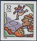 #3117 32c Christmas Skaters Booklet Single 1996 Mint NH