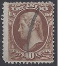 Scott O 77 10c Official Dept. of the Treasury 1873 Used