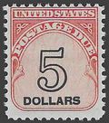 Scott J101 $5.00 US Postage Due Shiny Gum 1959 Mint NH