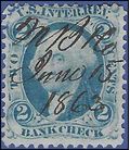 Scott R  5c 2c US Internal Revenue - Bank Check 1862-1871 Used Pen Cancel