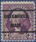 # 720 3c George Washington 1932 Used Precancel GREENFIELD MASS.