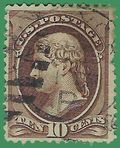 # 187 10c Thomas Jefferson 1879 Used Fault