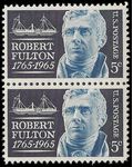 #1270 5c Robert Fulton and the Steamship Clermont 1965 Used Pair