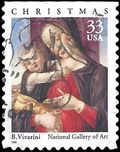 #3355 33c Madonna and Child Booklet Single 1999 Used