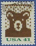 #4210 41c Holiday Knits Knit Bear Booklet Single 2007 Used