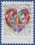 #5036 (49c Forever) Quilled Paper Heart 2016 Used