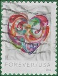 #5036 (49c Forever) Quilled Paper Heart 2016 Used