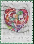 #5036 (49c Forever) Quilled Paper Heart 2016 Used