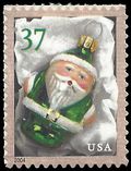 #3884 37c Christmas Santa Ornaments Green Santa 2004 Mint NH