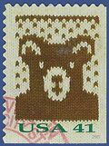 #4210 41c Holiday Knits Knit Bear Booklet Single 2007 Used