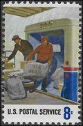 #1496 8c Postal Service Employees Loading Mail on Truck 1973 Mint NH