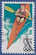#2085 20c Los Angeles Summer Olympics Kayak 1984 Used