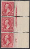 # 279b 2c George Washington Plate Number Strip/3 Ty IV 1899 Mint NH