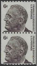 #1298 6c Prominent Americans Franklin Roosevelt Coil Line Pair 1967 Mint NH