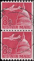 Scott C 65 8c US Airmail Jet Airliner over Capital Coil Pair 1962 Used