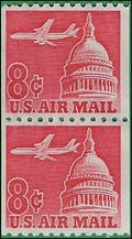 Scott C 65 8c US Airmail Jet Airliner over Capital Coil Pair 1962 Used