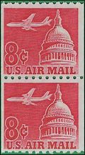 Scott C 65 8c US Airmail Jet Airliner over Capital Coil Pair 1962 Used