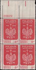 #1313 5c Polish Millennium PB/4 1966 Mint NH