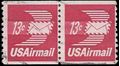 Scott C 83 13c US Airmail Winged Envelope Coil Pair 1973 Used