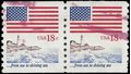 #1891 18c Flag and Anthem Coil Pair 1981 Used