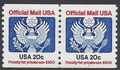 Scott O135 20c Official Mail Coil Pair P#1 1983 Mint NH