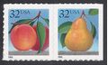 #2493-2494b 32c Peach and Pear Booklet Attached Pair 1995 Mint NH