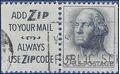 #1213c George Washington Booklet Pane Zip Pair 1963 Used