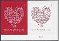 #4955-4956 (49c Forever) Forever Hearts P# Attached Pair 2015 Mint NH
