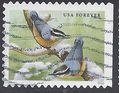 #5129 (47c Forever) Songbirds Red-breasted Nuthatches 2016 Used