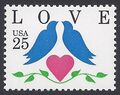 #2440 25c Love Birds and Heart 1990 Mint NH