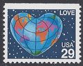 #2536 29c Love-Heart Shaped Globe Booklet Single 1991 Mint NH
