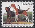 #2101 20c Dogs Black and Tan Coonhound,American Foxhound 1984 Mint NH
