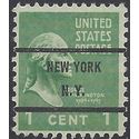 # 804 1c Presidential Issue George Washington 1938 Used Precancel New York N.Y.