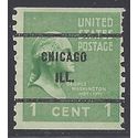 # 839 1c Presidential Issue George Washington Coil Single 1939 Used Precancel Chicago ILL.