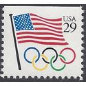 #2528 29c Flag, Olympic Rings Booklet Single 1991 Mint NH