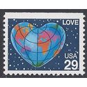#2536 29c Love-Heart Shaped Globe Booklet Single 1991 Mint NH