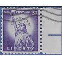 #1035 3c Liberty Issue Statue of Liberty Dry Print 1954 Used