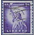 #1057 3c Statue of Liberty Coil Single DP SH 1958 Used