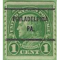 # 597 1c Benjamin Franklin Coil Single 1923 Used Philadelphia Pa Precancel