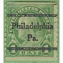 # 597 1c Benjamin Franklin Coil Single 1923 Used Philadelphia Pa Precancel