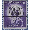 #1035 3c Statue of Liberty  1954 Used Precancel Oakland California