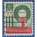 #1205 4c Christmas Wreath and Candles 1962 Used