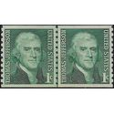 #1299 1c Thomas Jefferson Coil Line Pair 1968 Mint NH