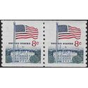 #1338g 8c Flag over White House Coil Pair 1971 Mint NH