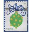 #4574 (44c Forever) Holiday Baubles Green  with Blue Ribbon 2011 Used